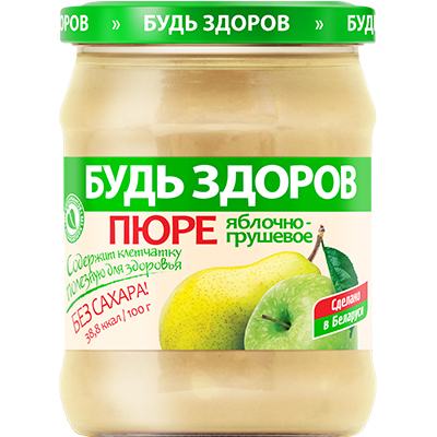 Пюре яблочно-грушевое «Будь здоров» в большой банке | Интернет-магазин Gostpp